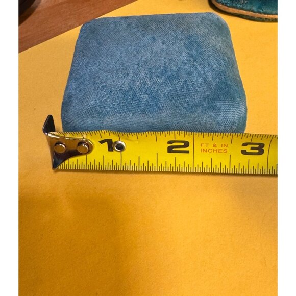 Vintage E.B. Horn Co. Jewelry Box Velvet Square 2” Blue Hinged Lid - Picture 3 of 9